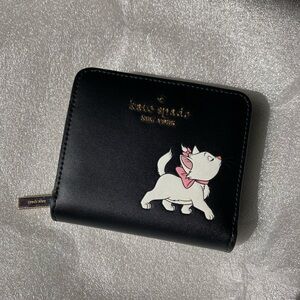 Kate Spade x Disney Aristocats Marie White Cat Bow Bifold Wallet Black Leather